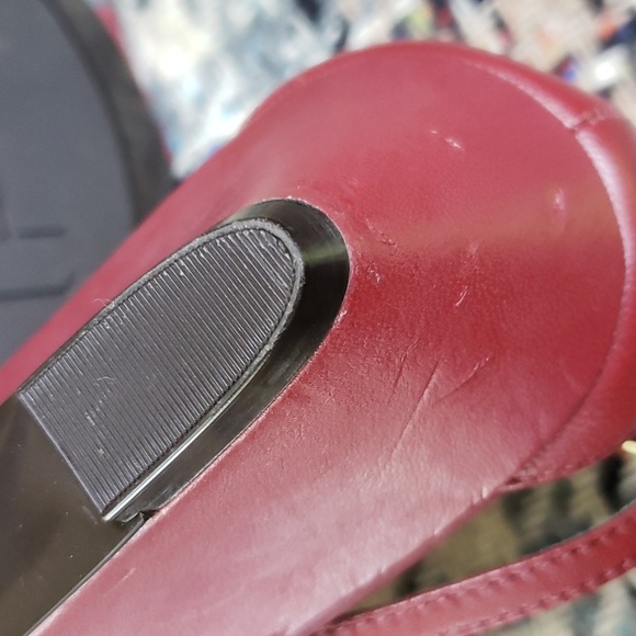 Ralph LAUREN Mireya Burgundy Garnet  Red Leather FLAT Sandal Open Toe sz: 8 - Picture 5 of 7